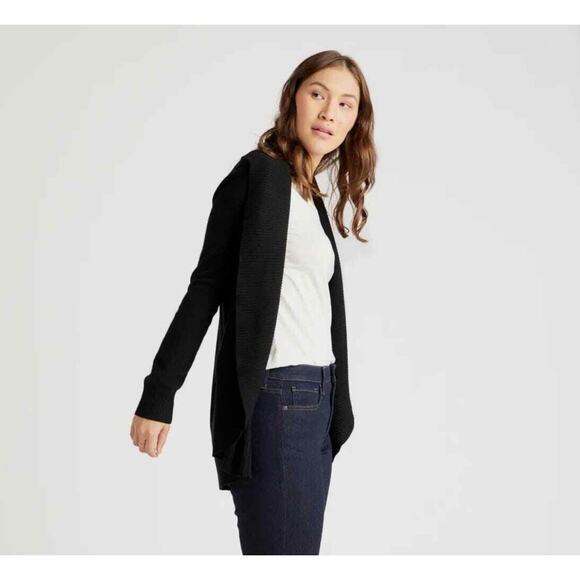 New Quince Black Mongolian Cashmere Open Cardigan Sweater Size XS 0910 - Picture 3 of 11